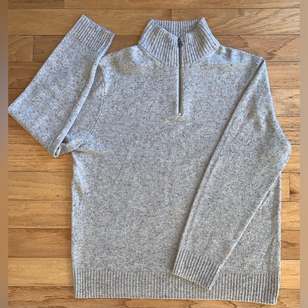 J.Crew 1/4 Zip Sweater Men’s Large Tan Beige Mock Neck Pullover